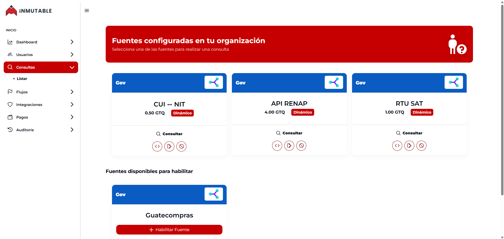 Catálogos habilitados