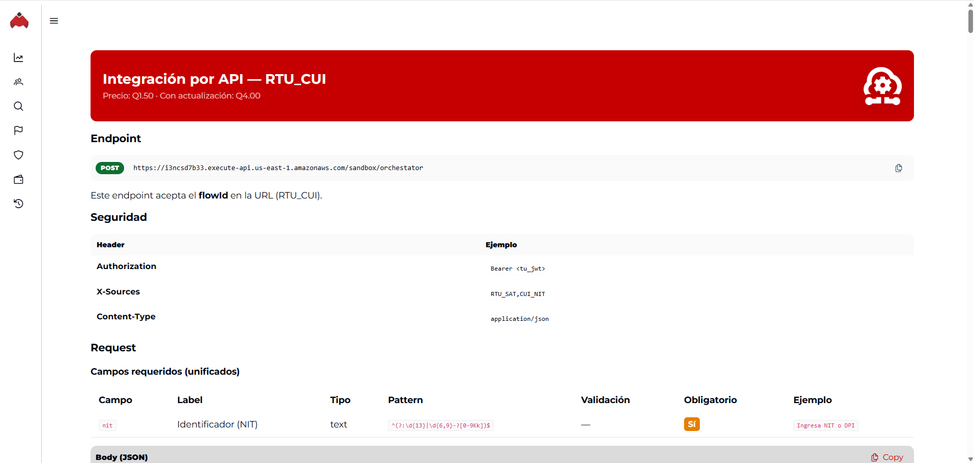 Documentación API flujo
