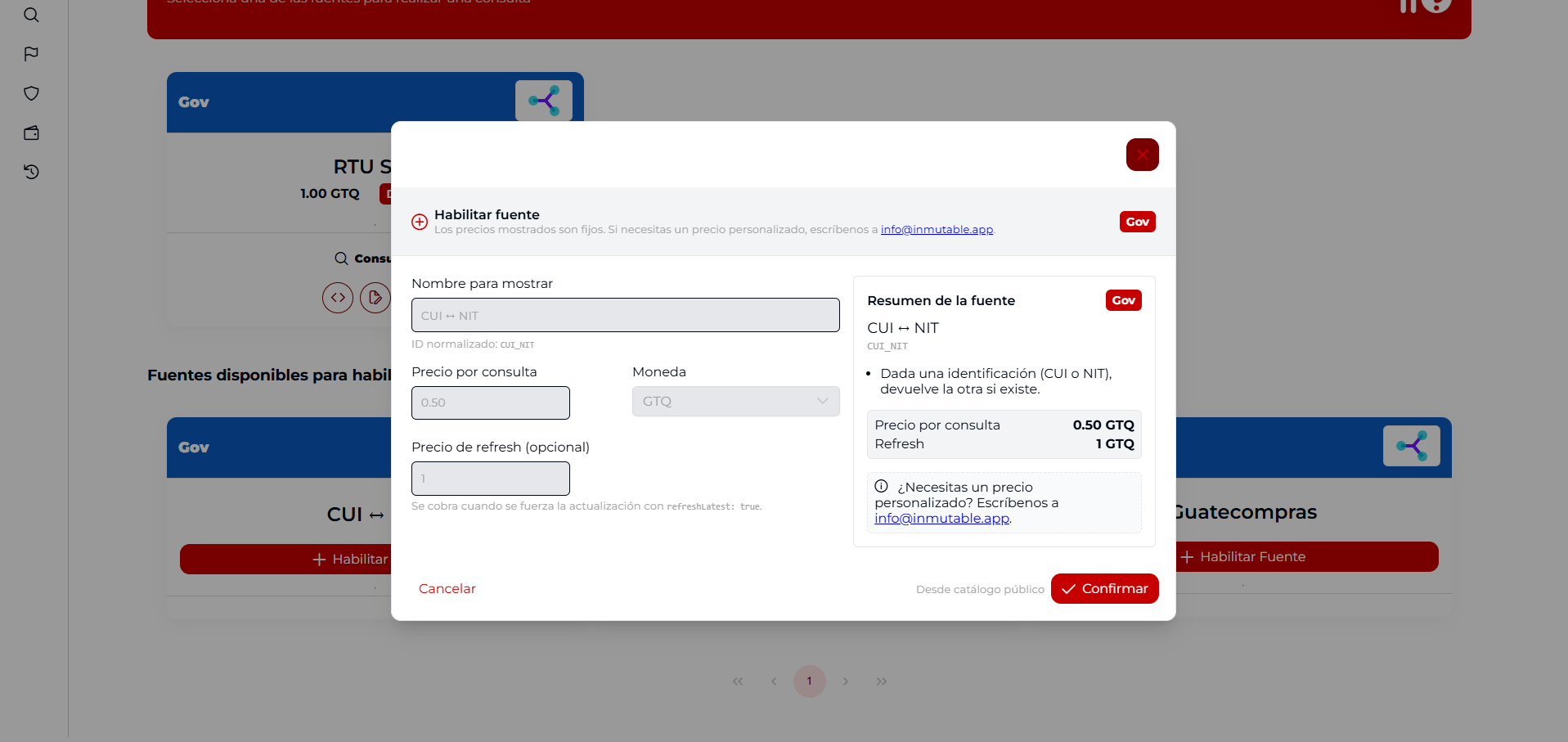 Botón habilitar fuente